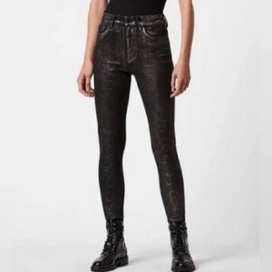 All Saints black metallic snake Skinny Jeans
